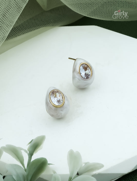 Marble Luxe Crystal Studs