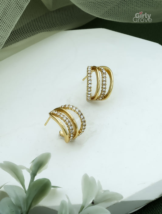 Radiant Gold Crystal Hoop Earrings
