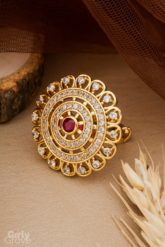 Majestic Gold-Plated Chandbali Ring