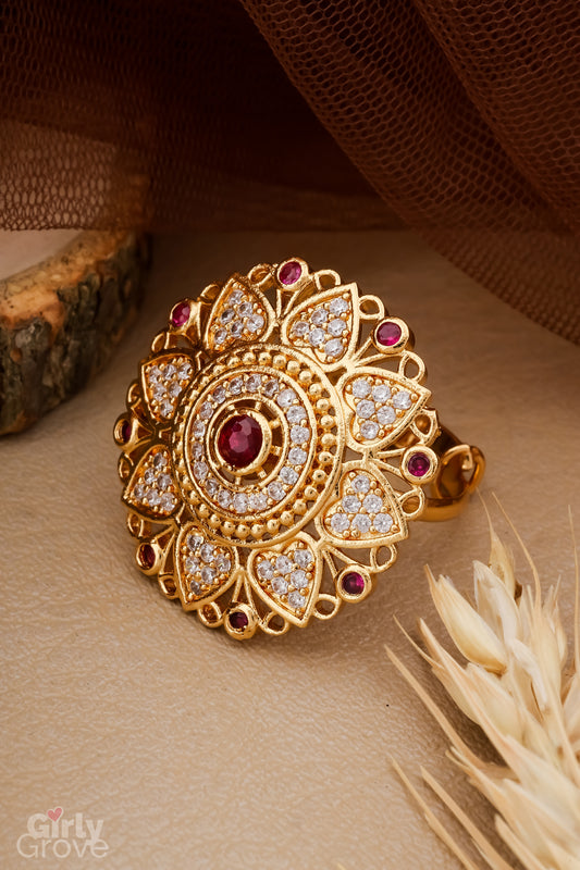 Golden Lotus Chandbali Ring