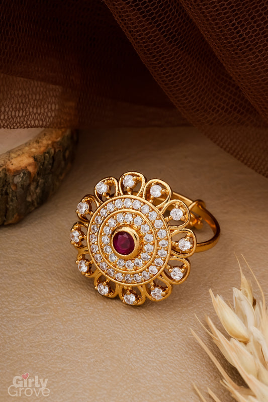 Radiant Ruby Chandbali Ring