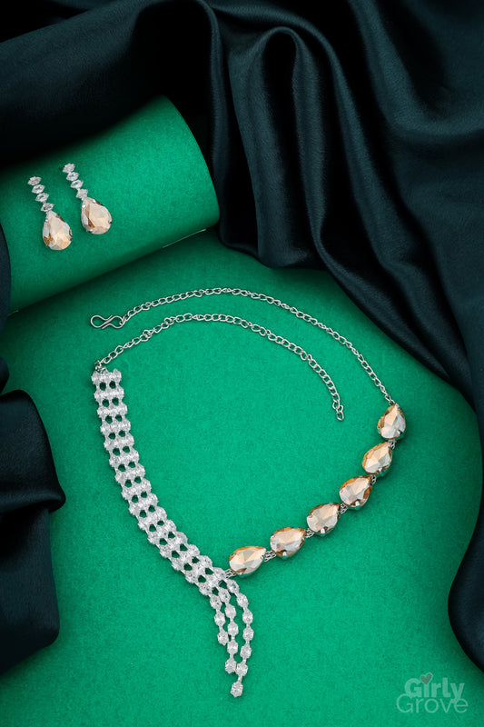 Golden Glow Crystal Necklace Set