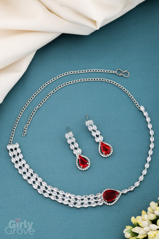 Scarlet Elegance Crystal Necklace Set