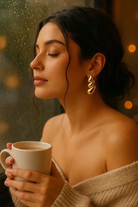 Gleam Curl – Gold Flame Studs