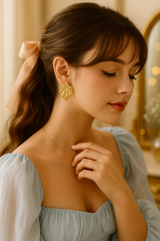 Gilded Leaffall Studs