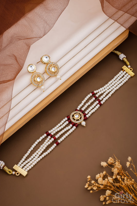 Regal Kundan Pearl Choker Set