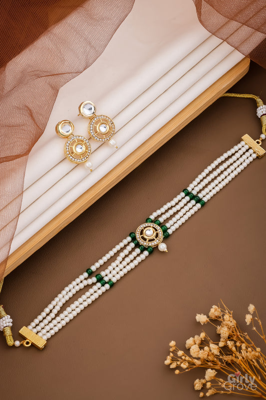 Royal Kundan Pearl Choker Set