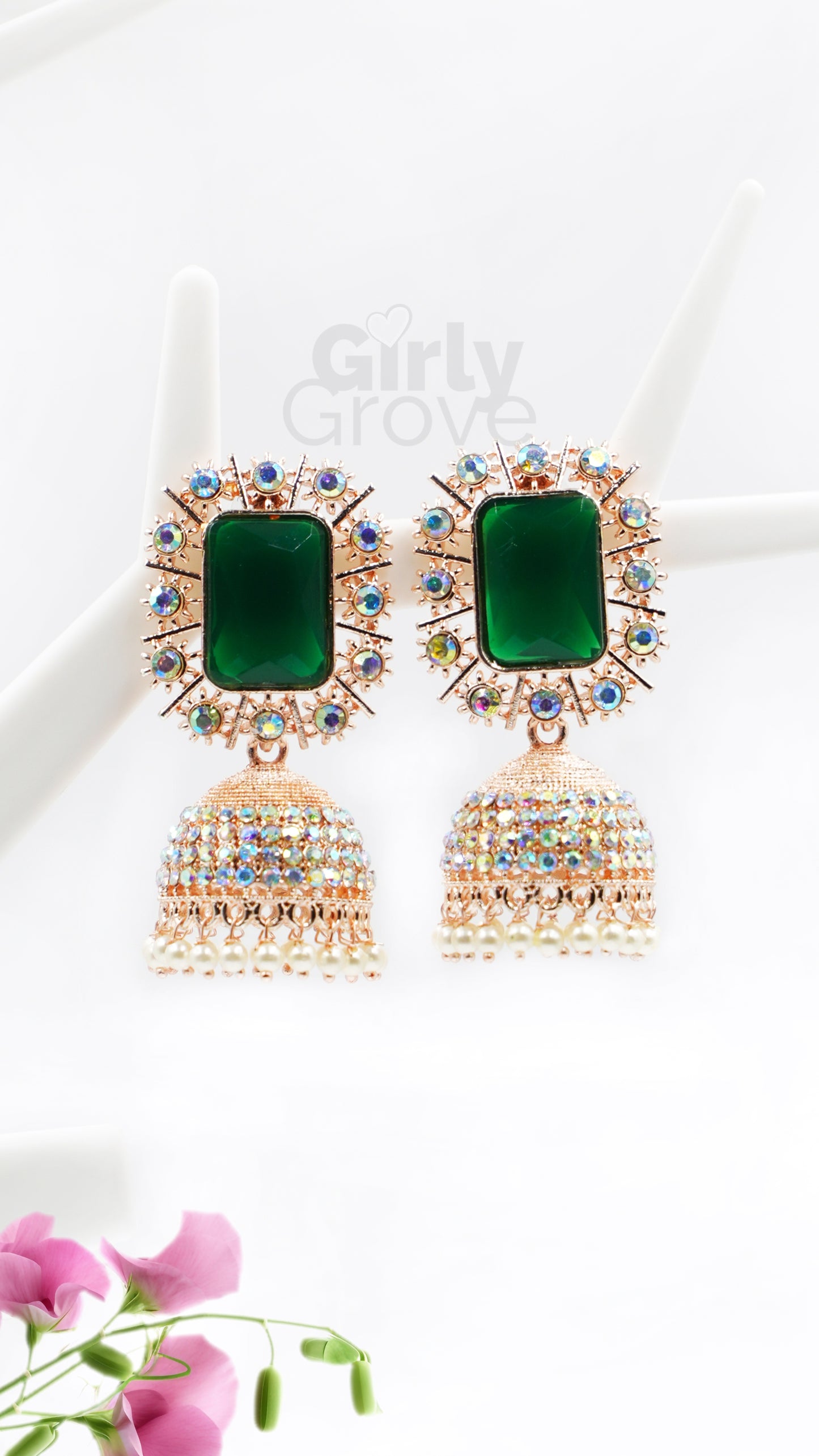 Royal Charm Stone Studded Jhumka Earrings