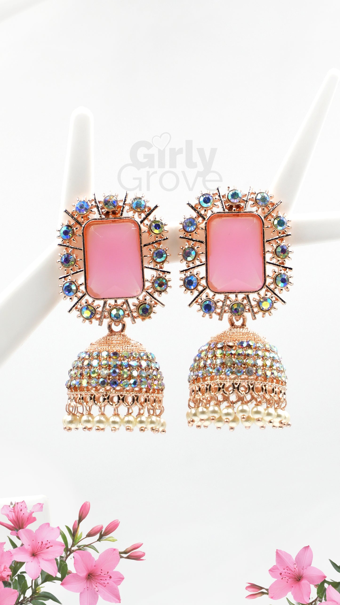Royal Charm Stone Studded Jhumka Earrings