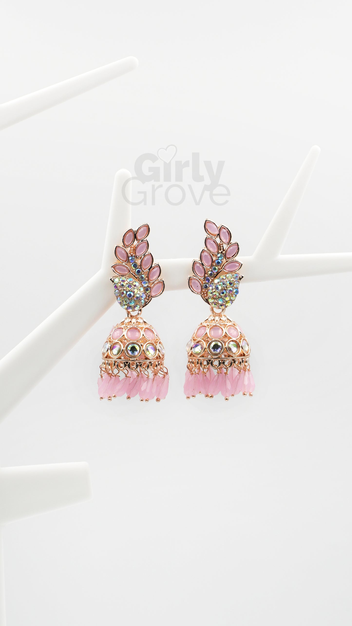 Peacock Charm Stone-Studded Jhumka Earrings