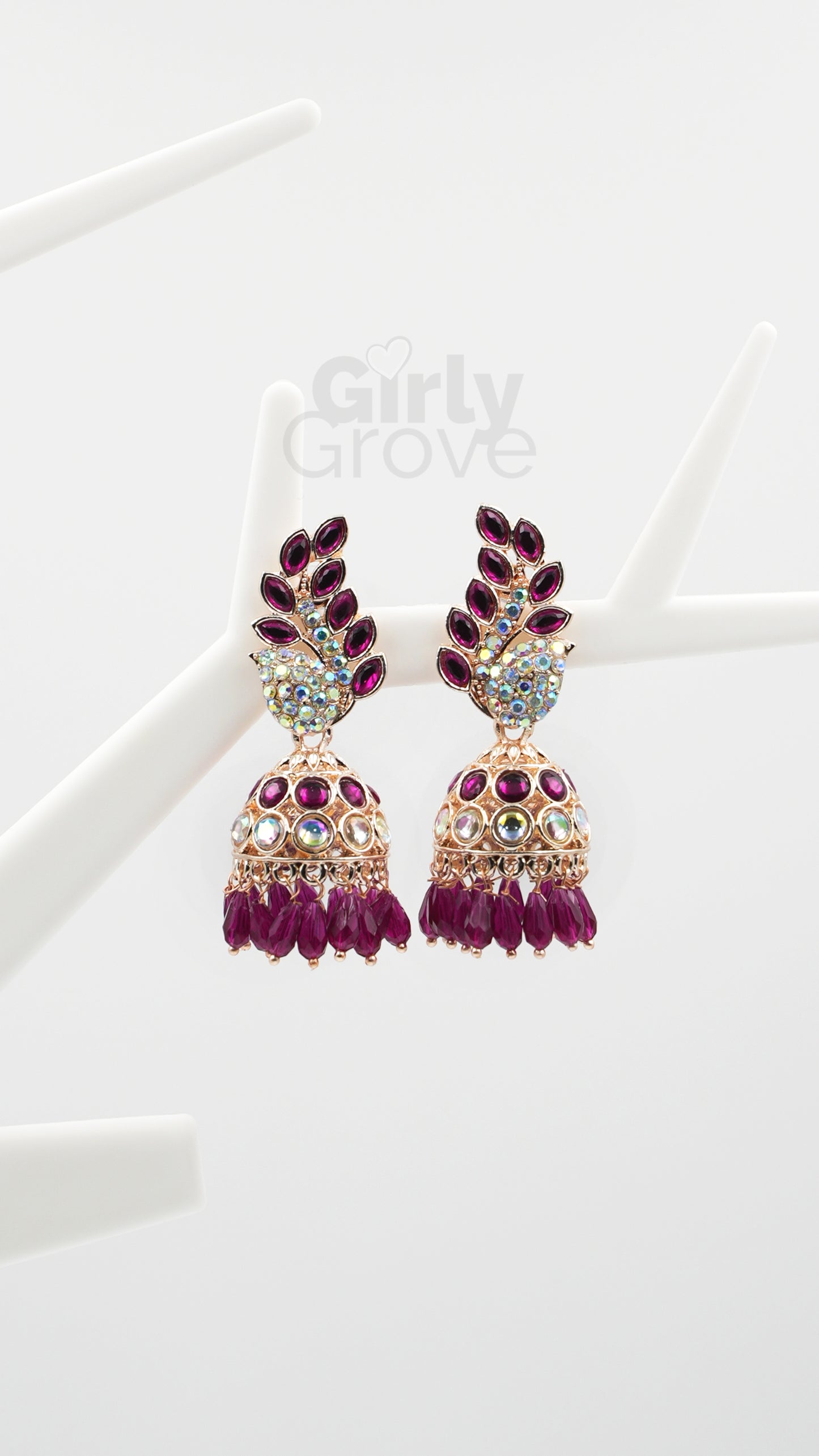 Peacock Charm Stone-Studded Jhumka Earrings