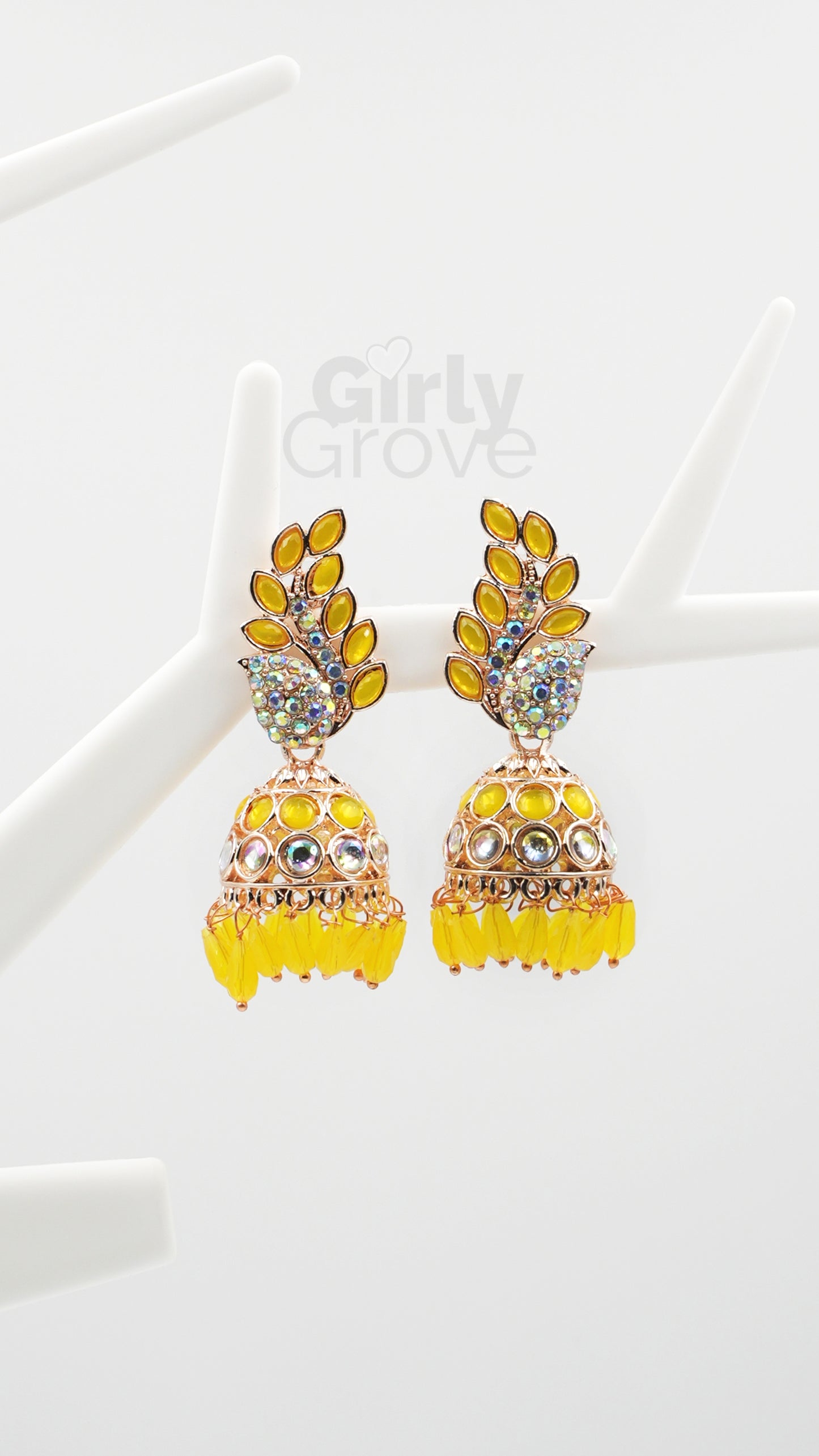 Peacock Charm Stone-Studded Jhumka Earrings