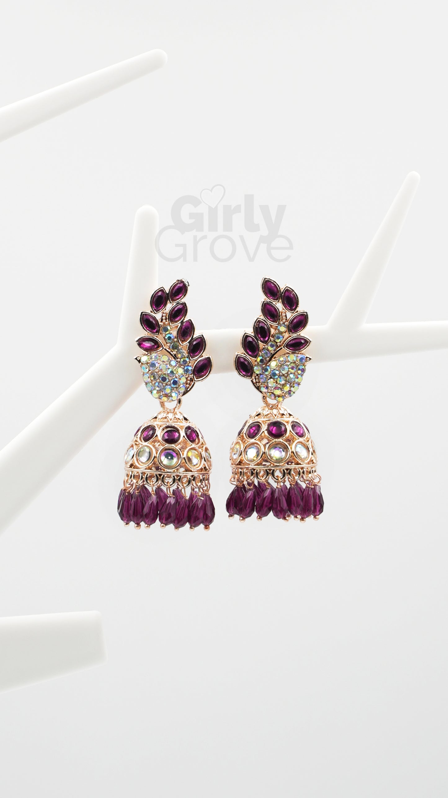 Peacock Charm Stone-Studded Jhumka Earrings