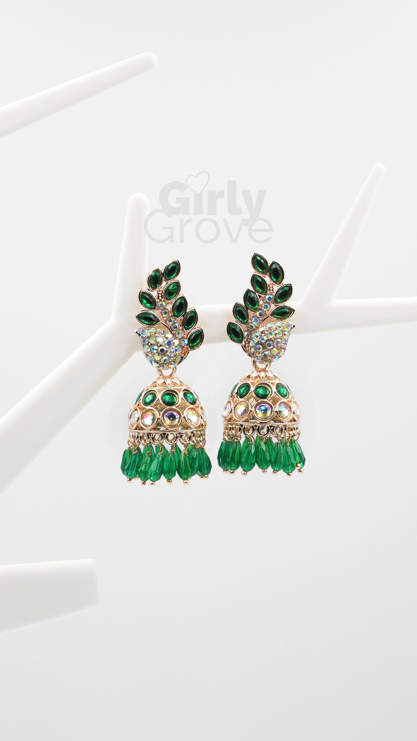 Peacock Charm Stone-Studded Jhumka Earrings