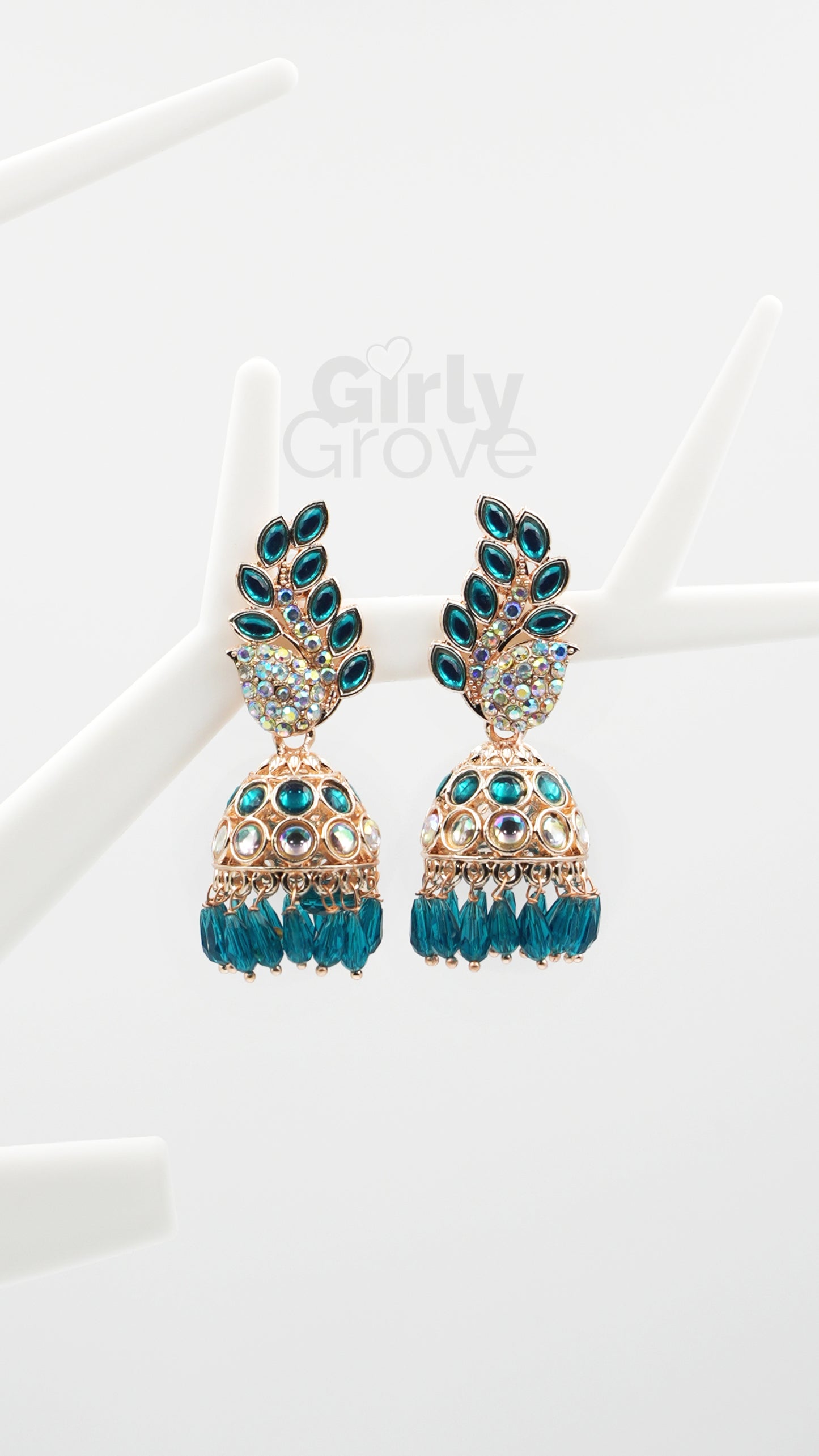 Peacock Charm Stone-Studded Jhumka Earrings