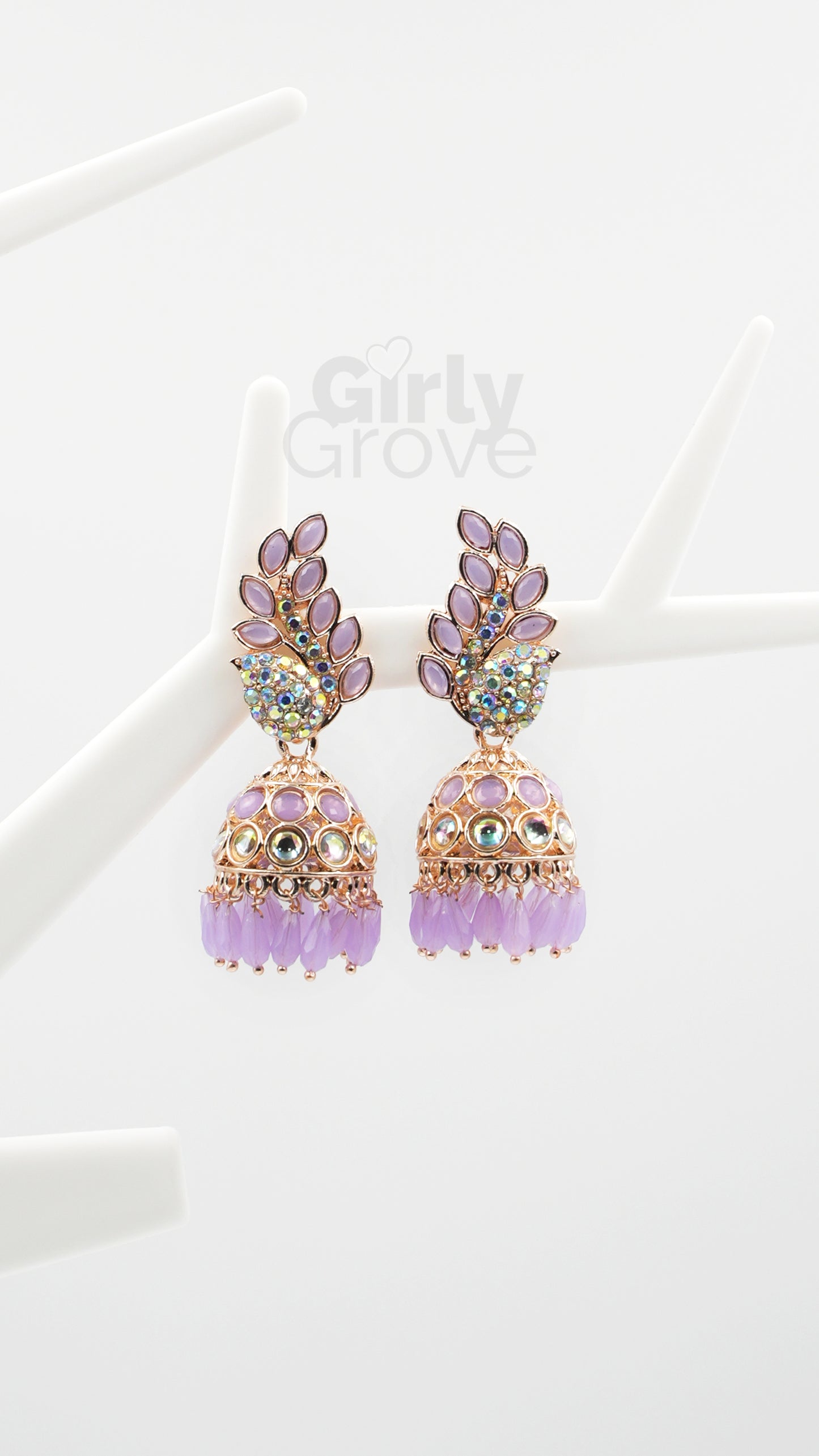 Peacock Charm Stone-Studded Jhumka Earrings