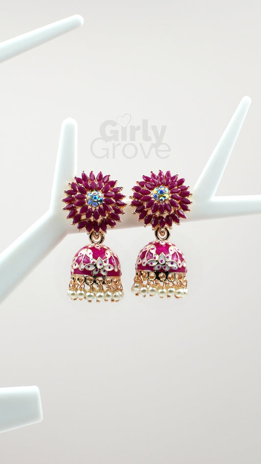 Royal Radiance Enamel Jhumka Earrings