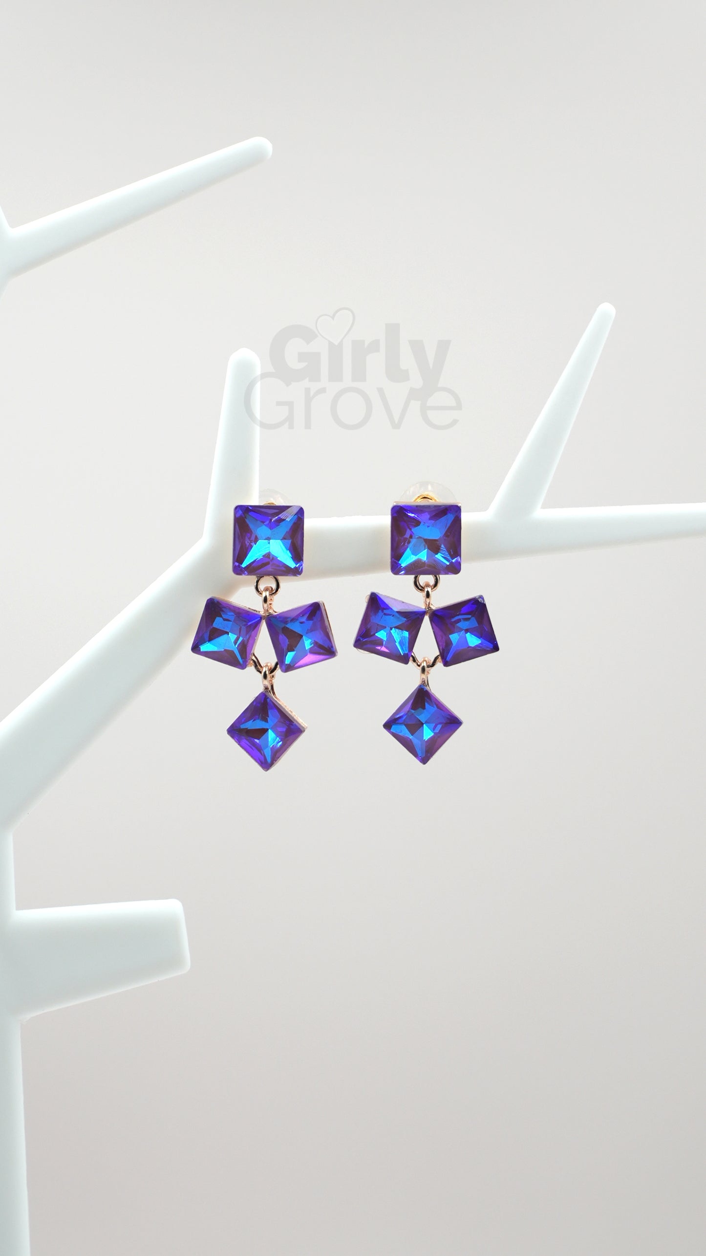 Radiant Square Stone Drop Earrings