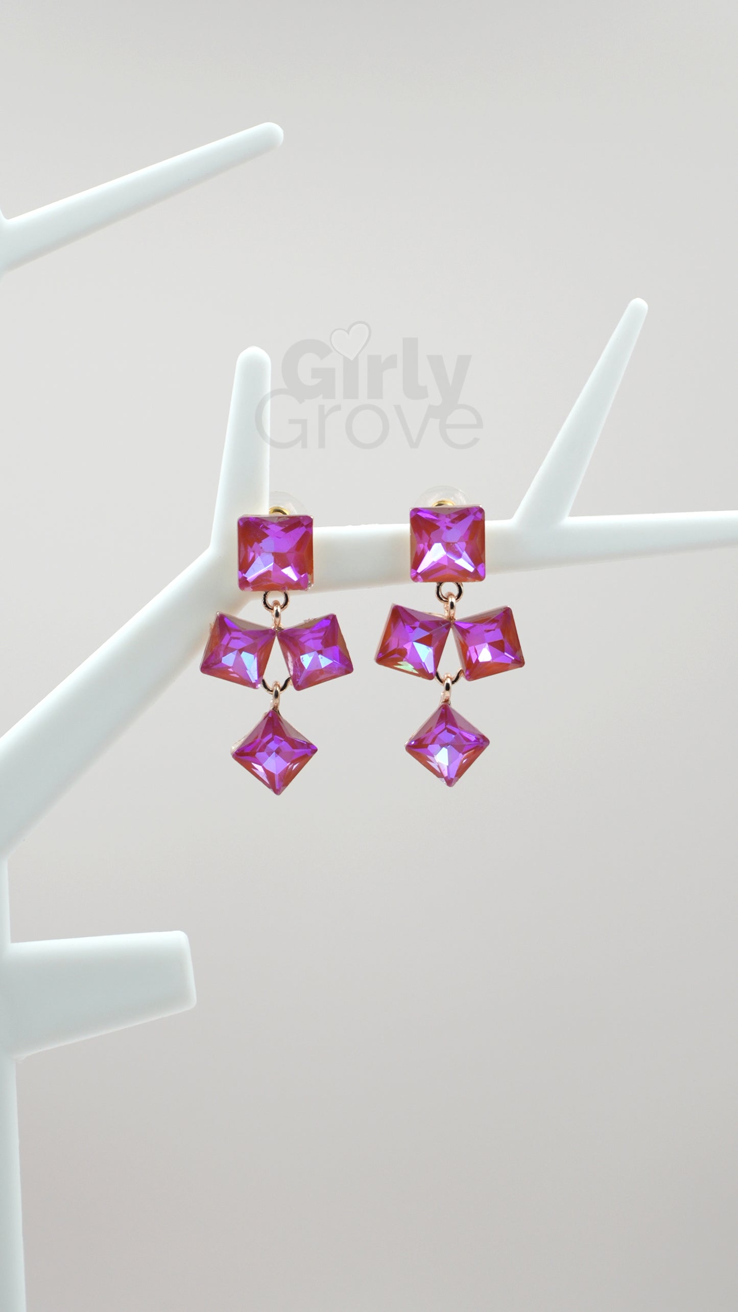 Radiant Square Stone Drop Earrings