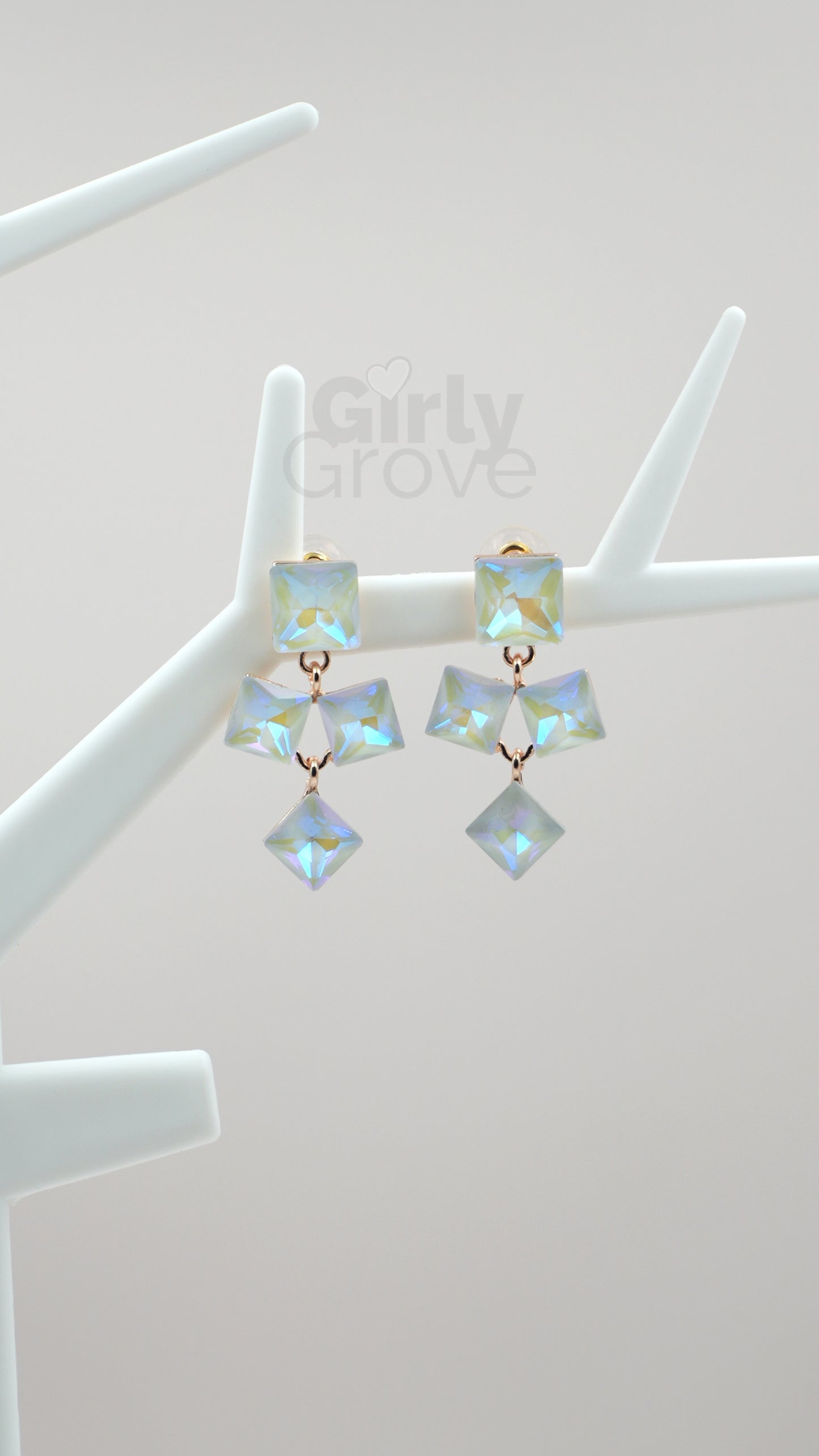 Radiant Square Stone Drop Earrings