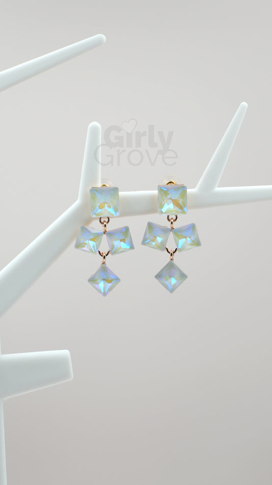 Radiant Square Stone Drop Earrings