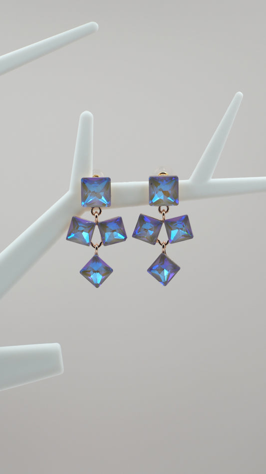 Radiant Square Stone Drop Earrings
