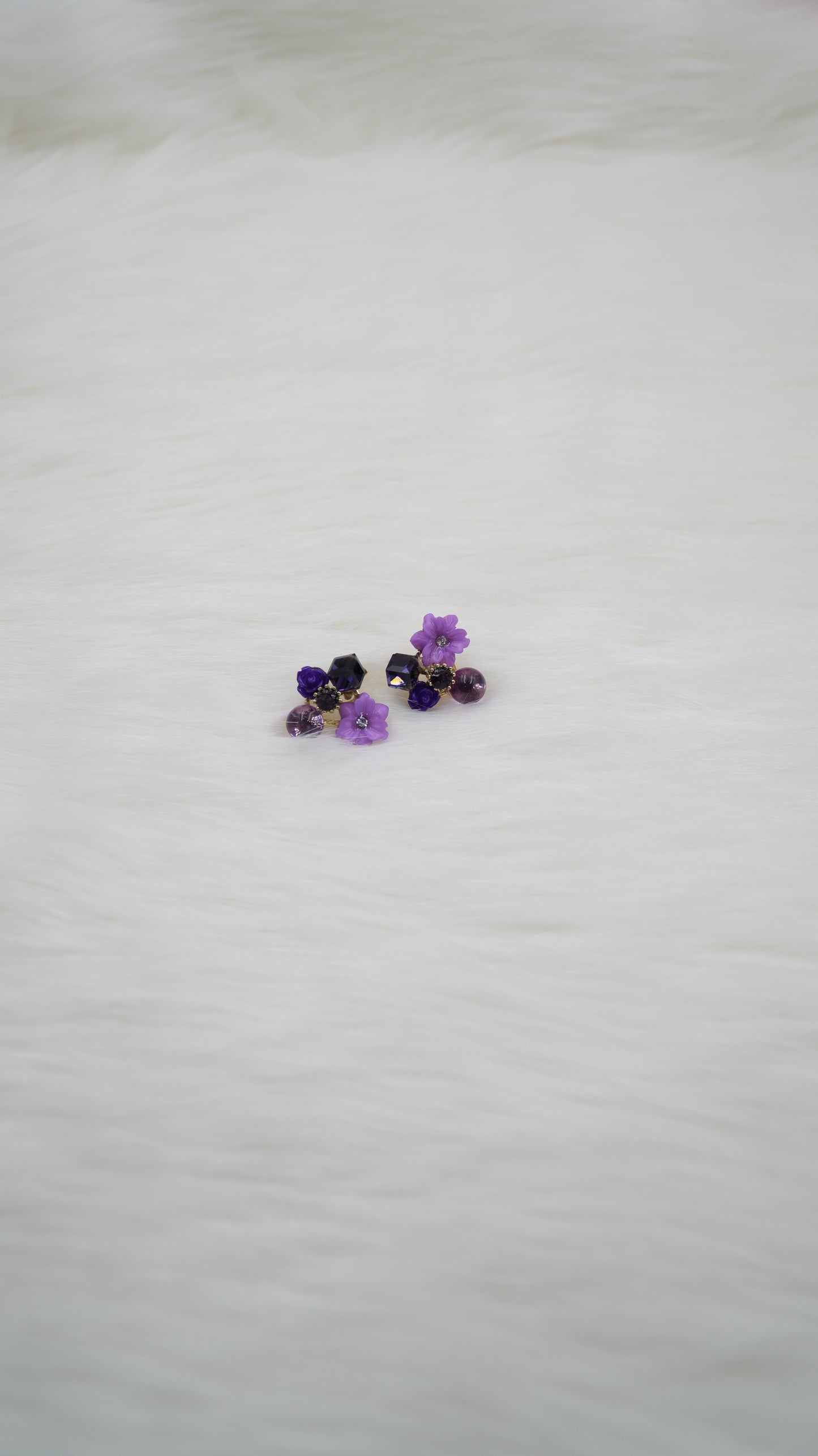 Floral Cluster Purple Stud Earrings