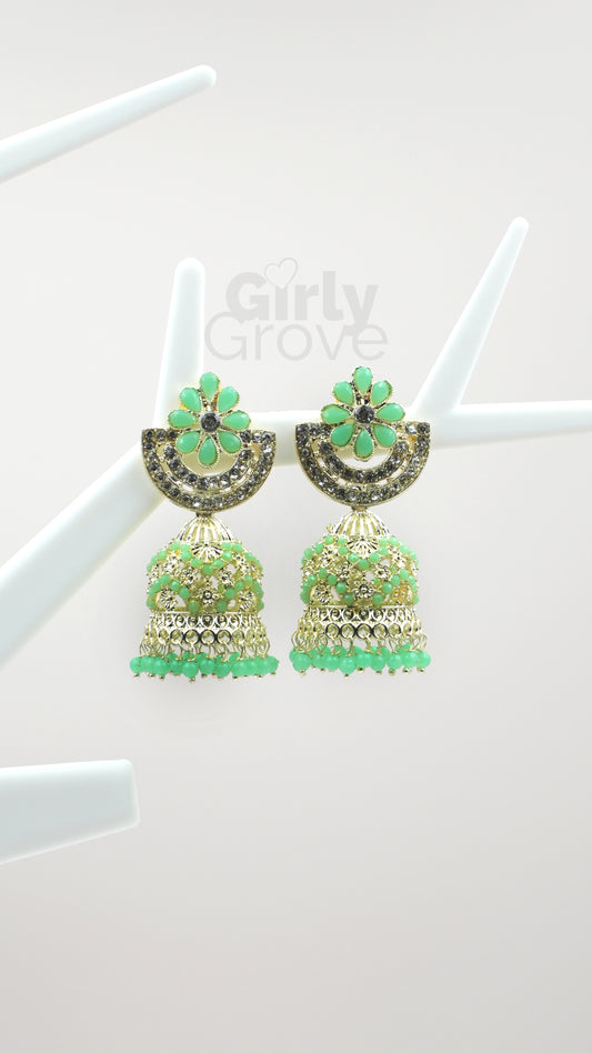 Elegant Floral Jhumka Earrings - Perfect for Festive Glamour
