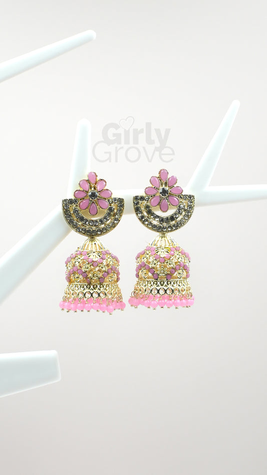 Elegant Floral Jhumka Earrings - Perfect for Festive Glamour