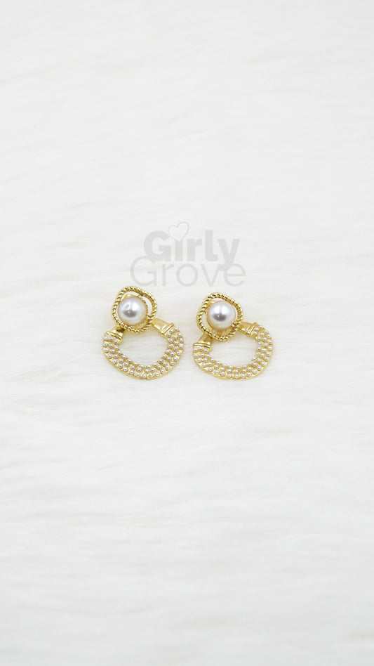 Golden Pearl Drop Earrings