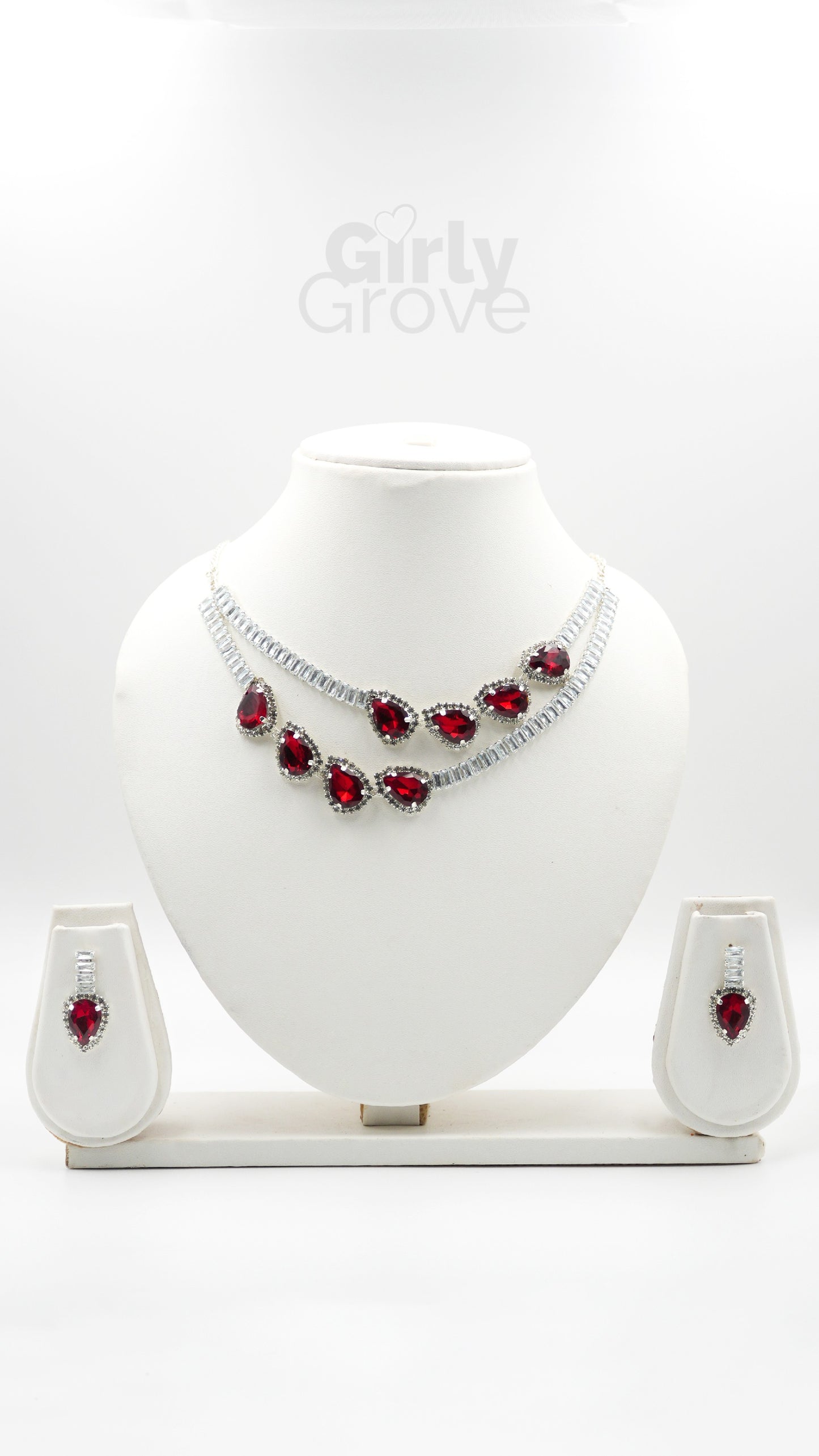 Radiant Red Gemstone Necklace Set