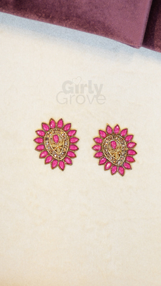 Royal Stone-Studded Stud Earrings