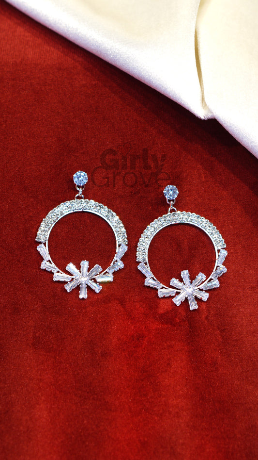 Dazzling Zircon Snowflake Circle Earrings