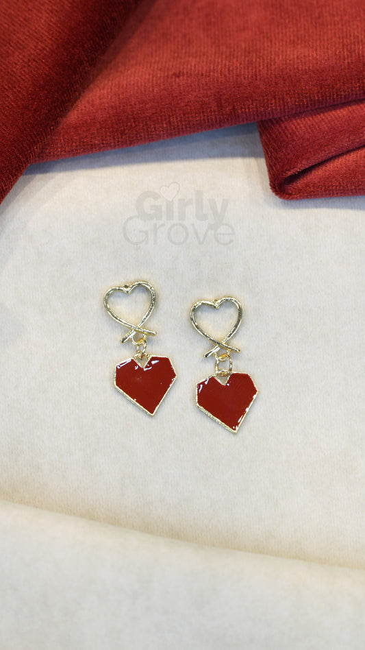 Heart Charm Dangle Earrings