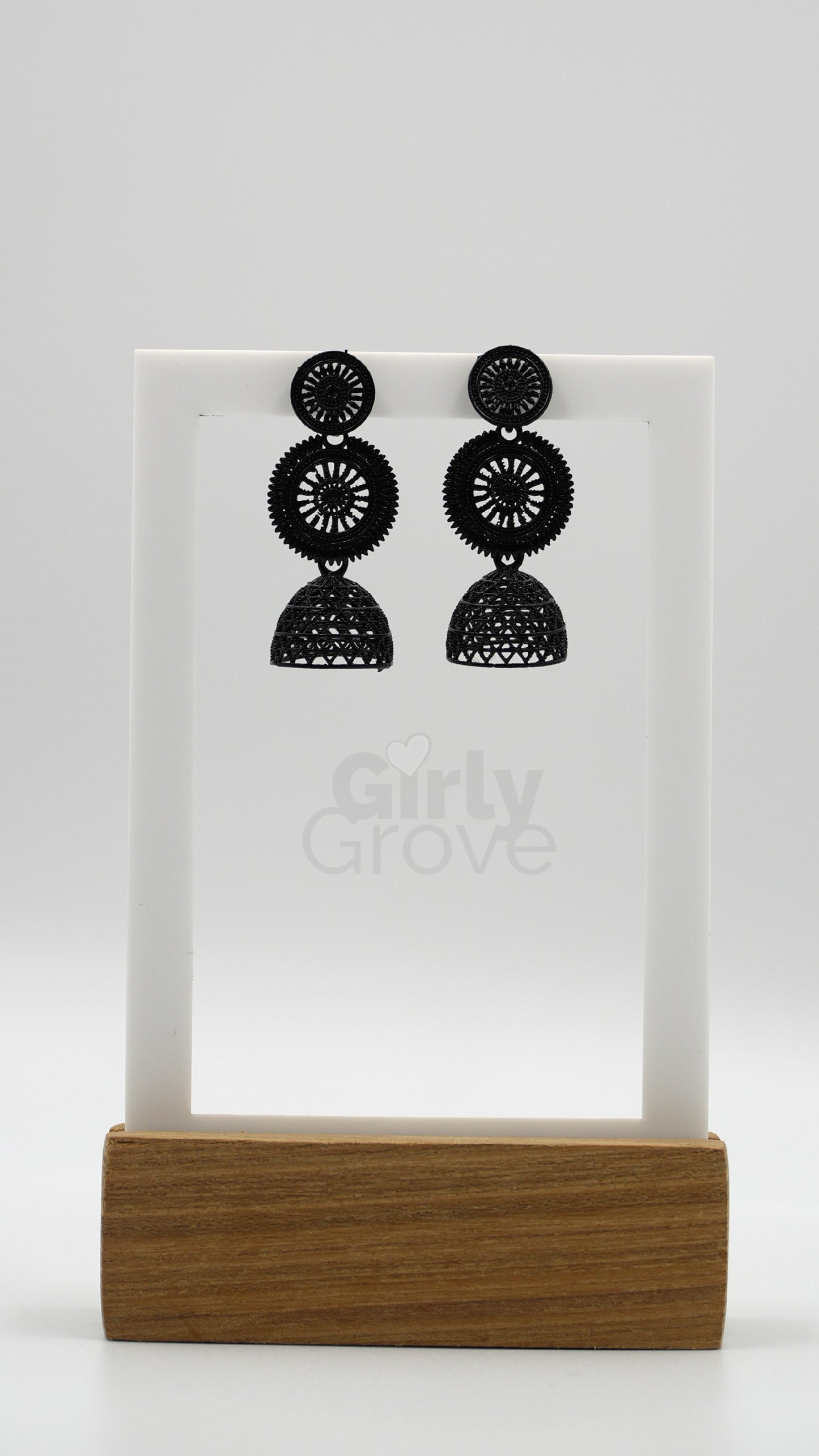 Black Filigree Dome Earrings
