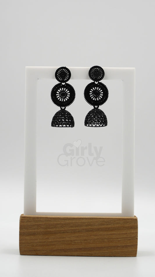 Black Filigree Dome Earrings