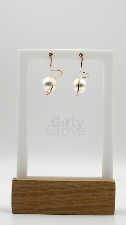 Elegant Pearl Twist Drop Earrings